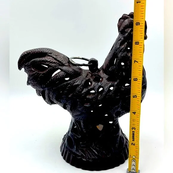 Vintage Rooster Chicken Lantern: Bronze Cast Iron Votive Tea Light Candle Holder